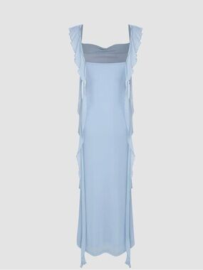 Light Blue cider Ruffle-Trim Maxi Dress size L